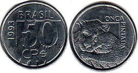 монета Бразилия 50 крузейро реал 1993