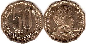монета Чили 50 песо 2010