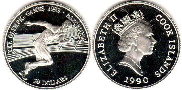 монета Островов Кука 10 долларов 1990