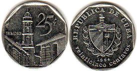 монета Куба 25 сентаво 1994