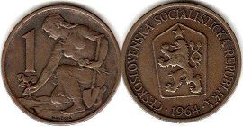 монета Чехословакия 1 крона 1964