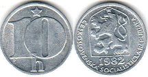 монета Чехословакия 10 геллеров 1982