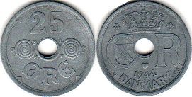 монета Дания 25 эре 1944