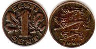 монета Эстония 1 сент 1929