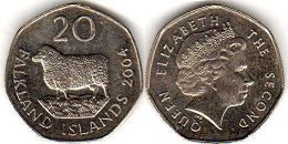 монета Фолклендские Острова 20 пенсов 2004