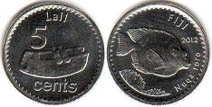 монета Фиджи 5 центов 2012