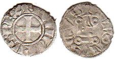 монета Франция денье 1280-1285