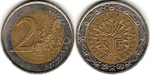 монета Франция 2 евро 2000