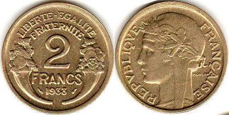 монета Франция 2 франка 1938