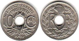 монета Франция 10 сантимов 1919