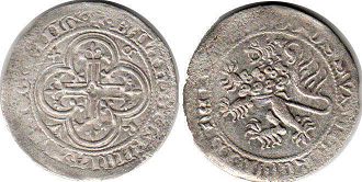 монета Тюрингия 1 грошен без даты (1390-1393)