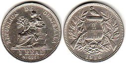 монета Гватемала 1 реал 1910