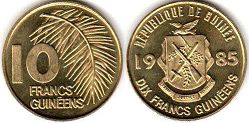 монета Гвинея 10 франков 1985