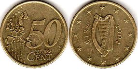 монета Ирландия 50 евро центов 2002