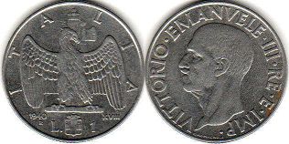 монета Италия 1 лира 1940