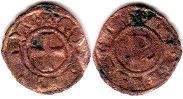 монета Сицилия денар без даты (1250-1254)
