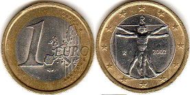 монета Италия 1 евро 2002
