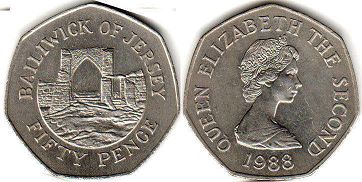 монета Джерси 50 пенсов 1988