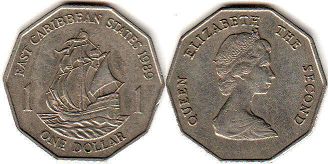 монета Восточно-Карибcкие Государства 1 доллар 1989