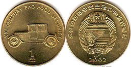 монета Северная Корея (КНДР) 1 чон 2002