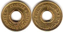 монета Ливан 1 пиастр 1955