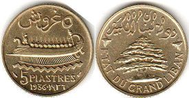 монета Ливан 5 пиастров 1936