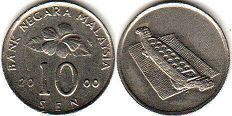монета Малайзия 10 сен 2000