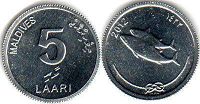 монета Мальдивы 5 лаари 2012