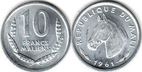 монета Мали 10 франков 1961