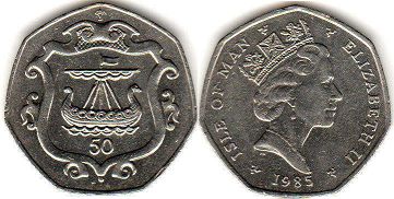 монета Остров Мэн 50 пенсов 1985
