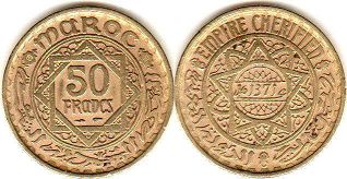 монета Марокко 50 франков 1951