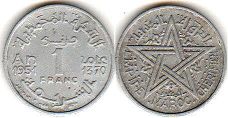 монета Марокко 1 франк 1951