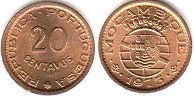 монета Мозамбик 20 сентаво 1973