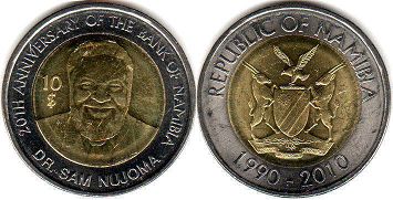 монета Намибия 10 долларов 2010