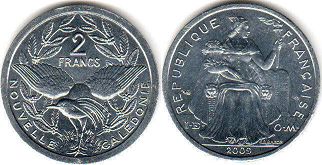 монета Новая Каледония 2 франка 2009