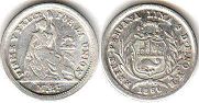 монета Перу 1/2 реалаl 1860