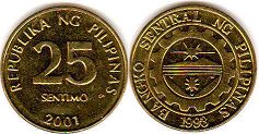 монета Филиппины 25 сентимо 2001