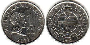 монета Филиппины 1 писо 2011