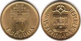 монета Португалия 10 эскудо 1998