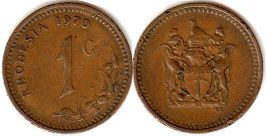монета Родезия 1 цент 1970