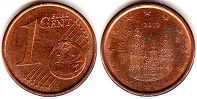 монета Испания 1 евро цент 2012