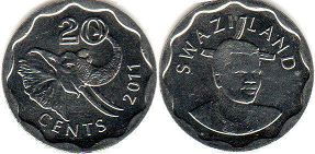 монета Свазиленд 20 центов 2011