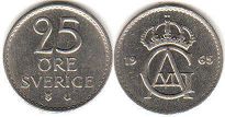 монета Швеция 25 эре 1965