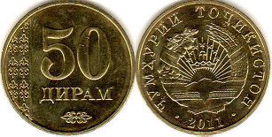 монета Таджикистан 50 дирам 2011