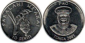 монета Тонга 10 сенити 2005