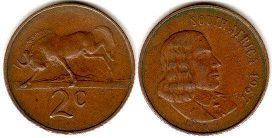 монета ЮАР 2 цента 1967