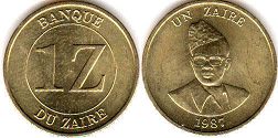монета Заир 1 заир 1987
