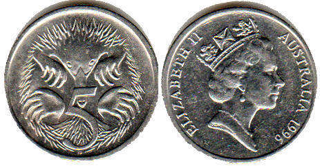 Австралия монета 5 центов 1996 Elizabeth II