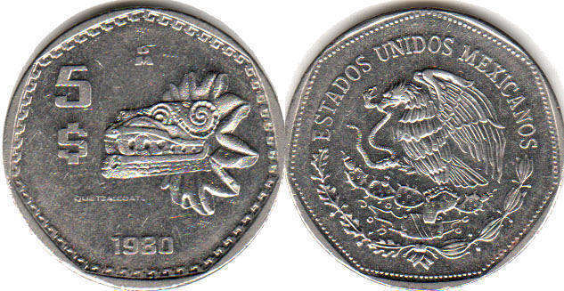 Мексика монета 5 песо 1980