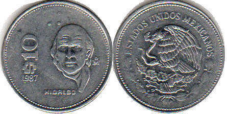 Мексика монета 10 песо 1985